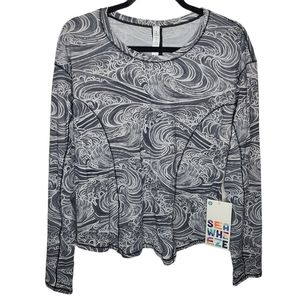 Lululemon On Pace LS *SW Running Waves Alpine White Black/Black Size 8  NWT